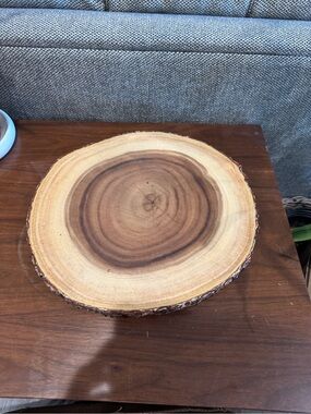 Lipper International acacia wood tree bark footed display tray